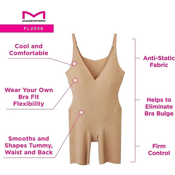 NEW Maidenform Tummy Control Shapewear Bodysuit Slimming High Waist Women's L - Picture 9 of 14
